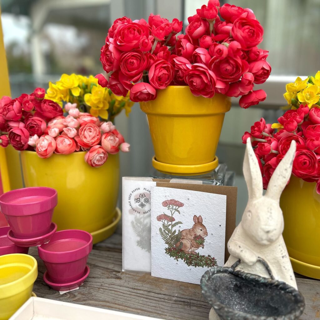 Greenstreet Lothian Gift Shop Spring Maryland Local Easter Flowers Pink Bunny Rabbit Pots Pink Yellow Decor Holiday